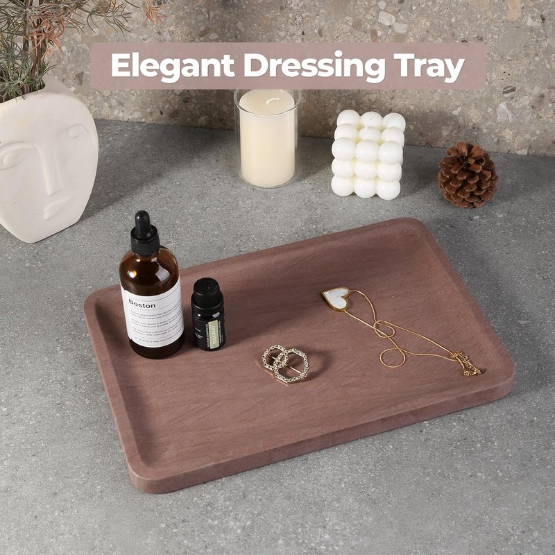 karibiber Marble Vanity Tray, 11.8in Sandstone Bathroom Kitchen Tray for Countertop, Decorative Dresser Organizer, Perfume Storage, Jewelry Holder, Brown Stone Gift for Man - Image 5